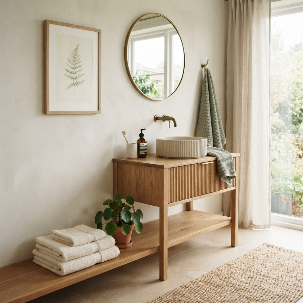 Bathroom interior styled with Family Whole wall art