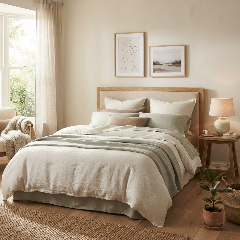 Bedroom interior styled with Family Whole wall art