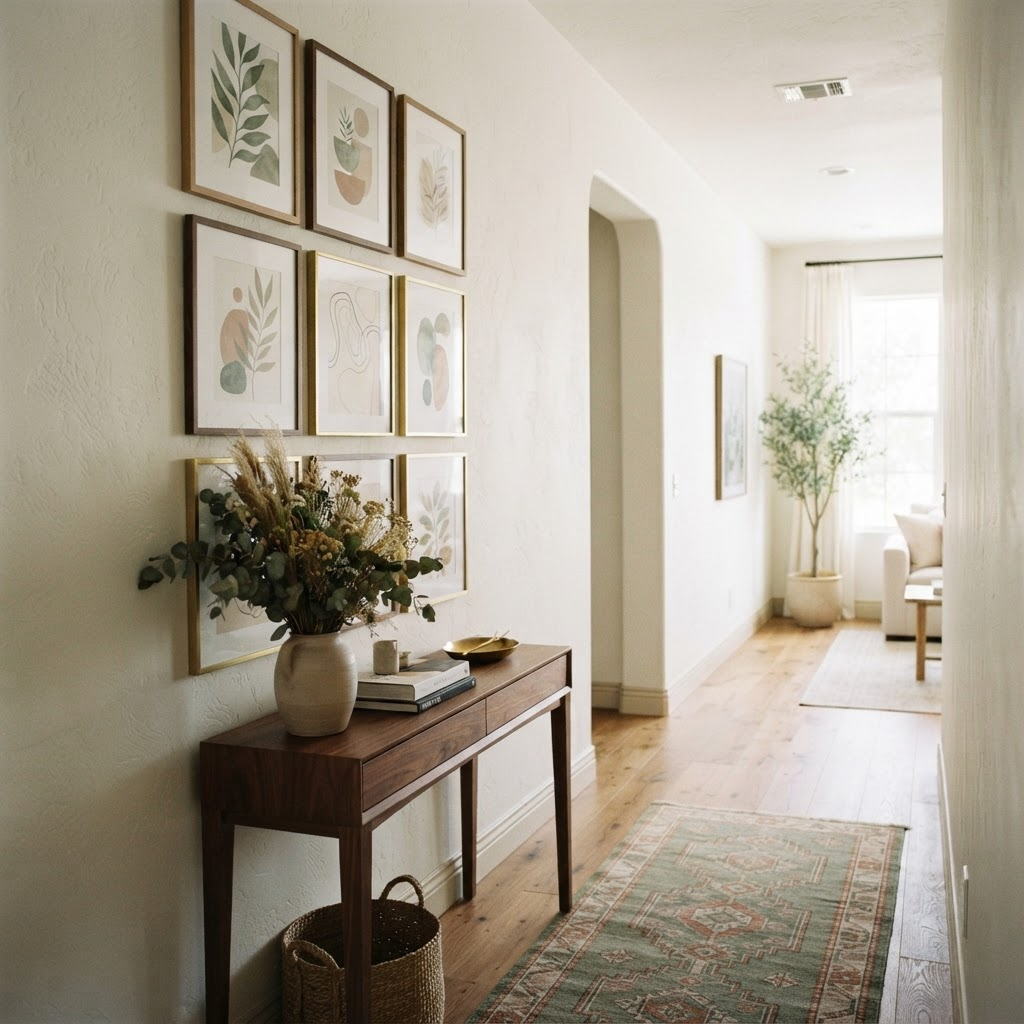 Hallway interior styled with Family Whole wall art
