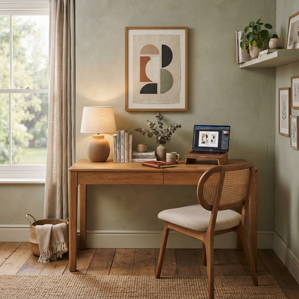 Home Office interior styled with Family Whole wall art