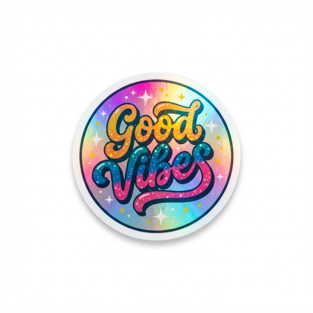 Good Vibes holographic sticker