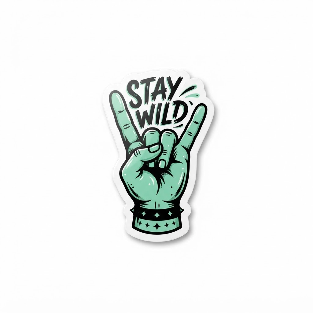 Stay Wild rock-hand sticker